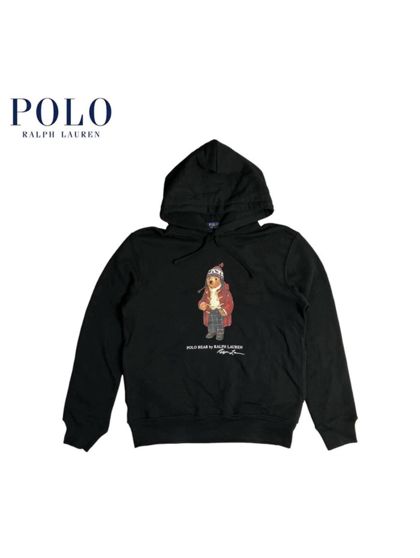 Polo Ralph Lauren Polo Bear Pullover Hoodie Black Medium Hooded Graphic Nwot